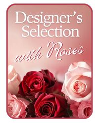 Designer's Choice with Roses in Glass Vase from Brennan's Secaucus Meadowlands Florist 