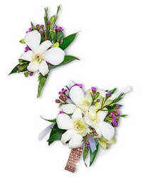 Flawless Corsage and Boutonniere Set from Brennan's Secaucus Meadowlands Florist 