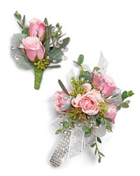 Glossy Corsage and Boutonniere Set from Brennan's Secaucus Meadowlands Florist 