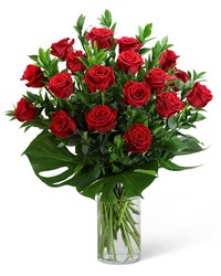 Red Roses with Modern Foliage (18) from Brennan's Secaucus Meadowlands Florist 